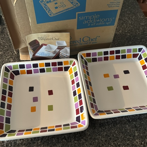 The Pampered Chef Other - Pampered Chef Set of 2 Tiles Small Square Plates